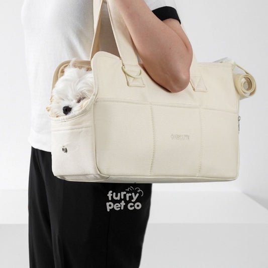 Furry Pet Co Onecute Korean Style Beige Dog Cat Travel Carrier Bag
